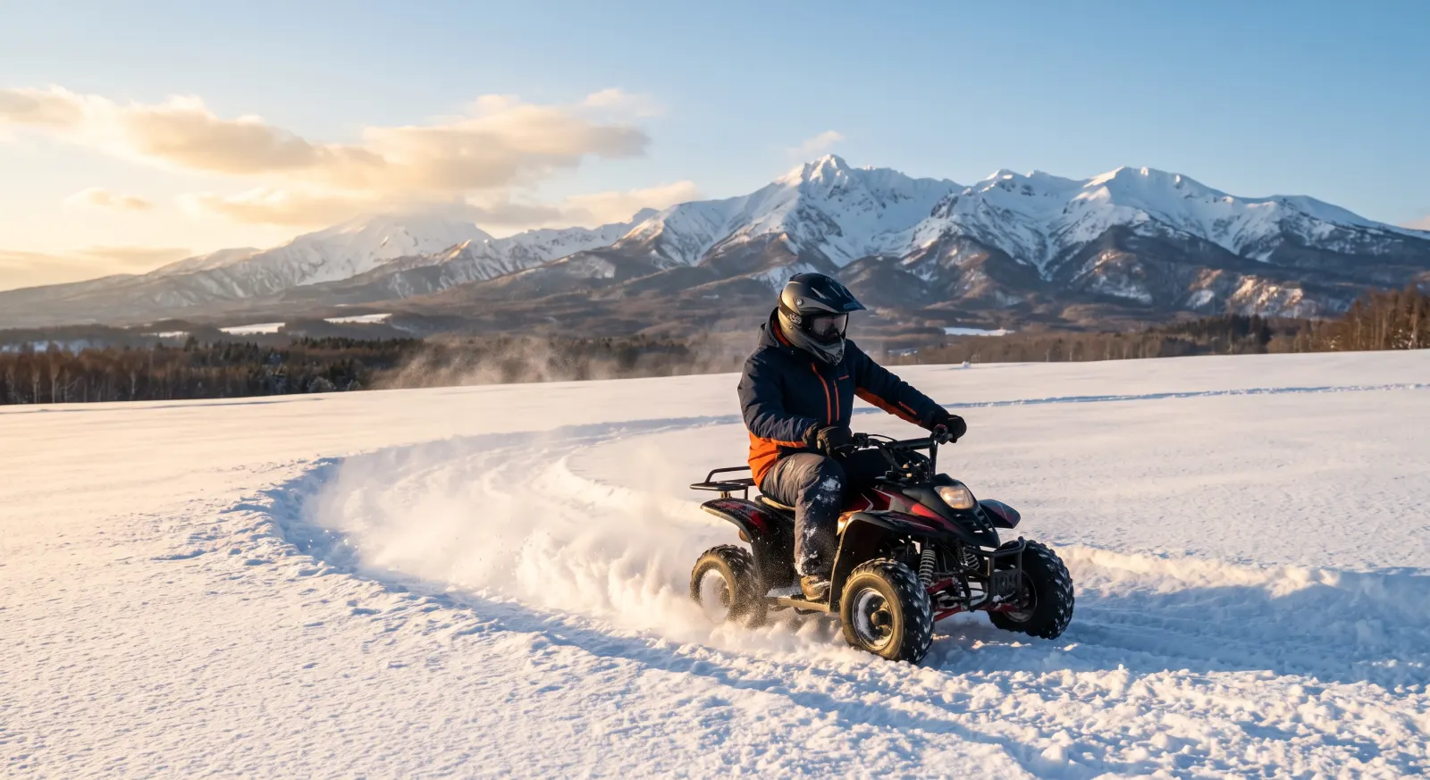 雪原を走る小型バギーの構想イメージ(AI生成)